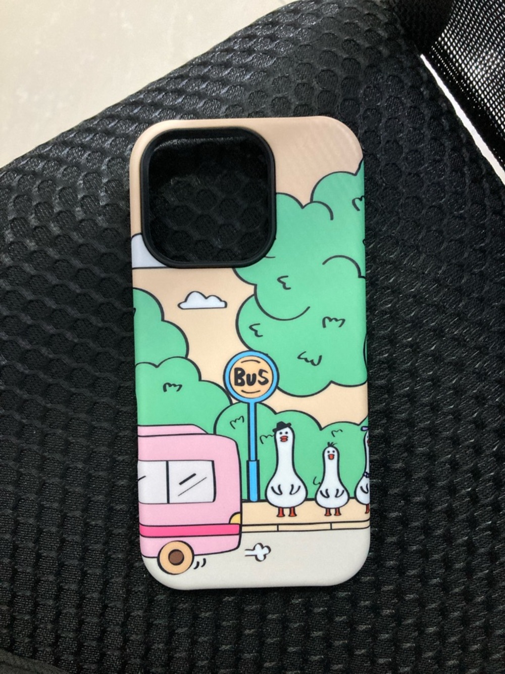 Cute Cartoon Bus & Seagull Pink Phone Case
